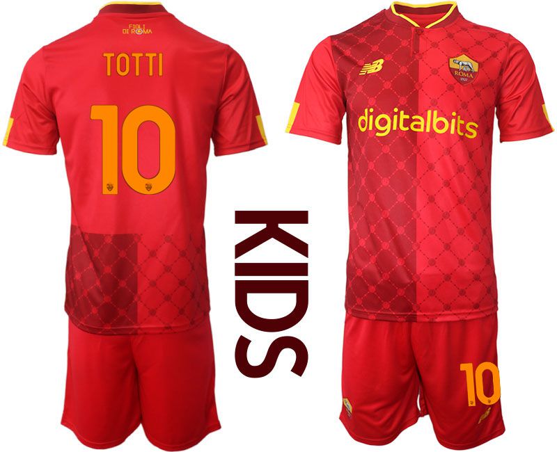 Youth 2022-2023 Club AS Rome home red #10 Soccer Jersey